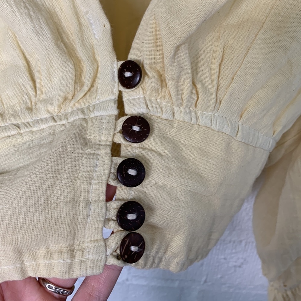 Jen's Pirate Booty Cotton Long Sleeve Bell Wooden Button Top size Large - Picture 3 of 8